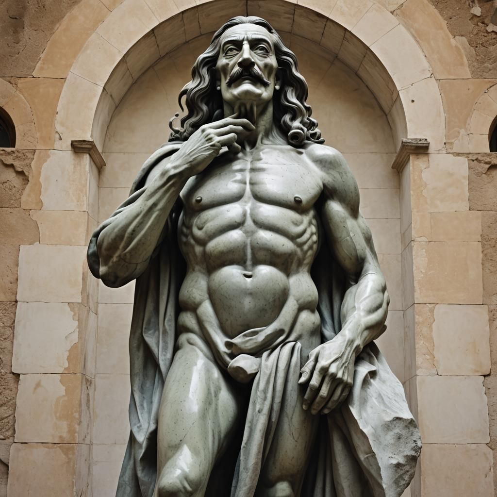 Dali Statue in Michelangelo Style: Surreal Art