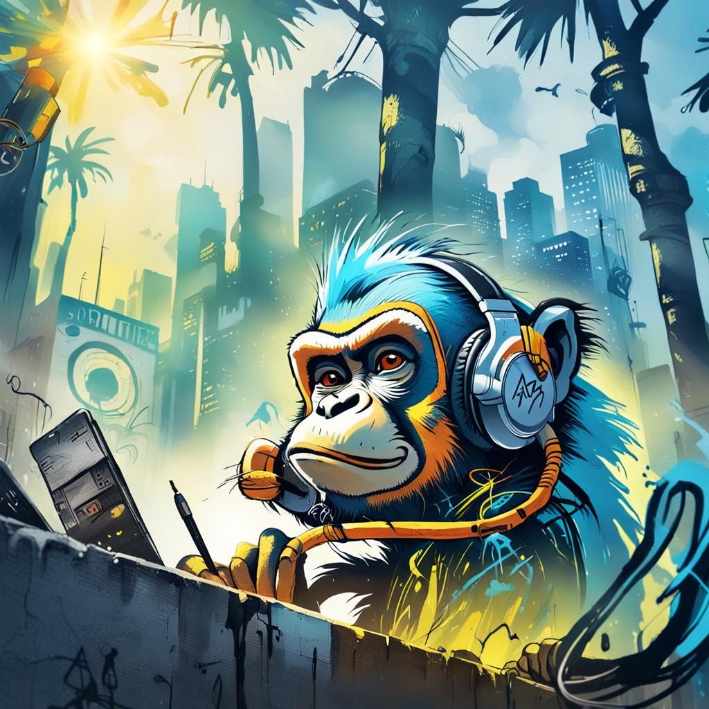 Punk Rock Monkey Graffiti Street Art