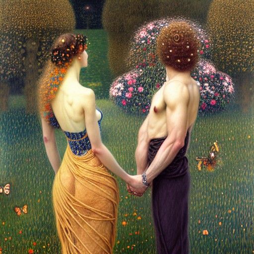 Hyperdetailed Lovers' Embrace in Art Deco Style