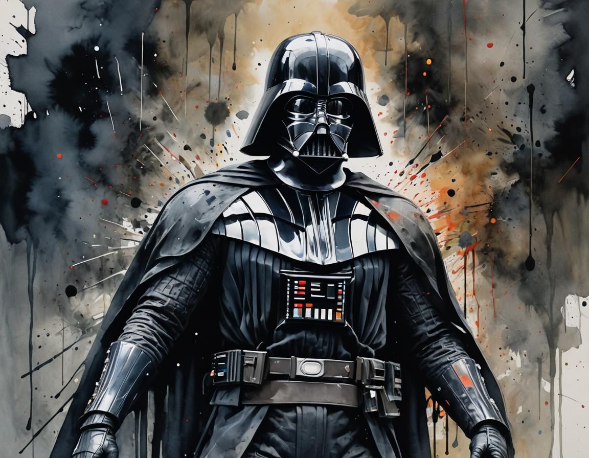 Darth Vader in Soft Textured Watercolor Style