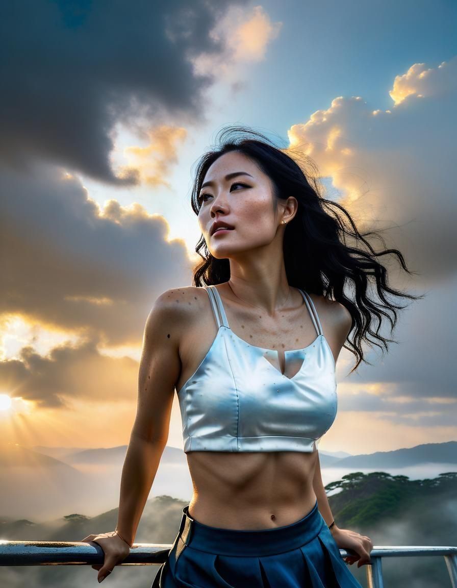 Ethereal Korean Woman in Renaissance Chiaroscuro Portrait