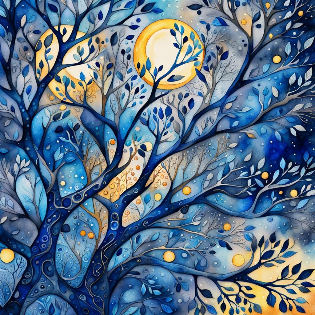 Abstract Forest: Arabesque Watercolor Splash Art