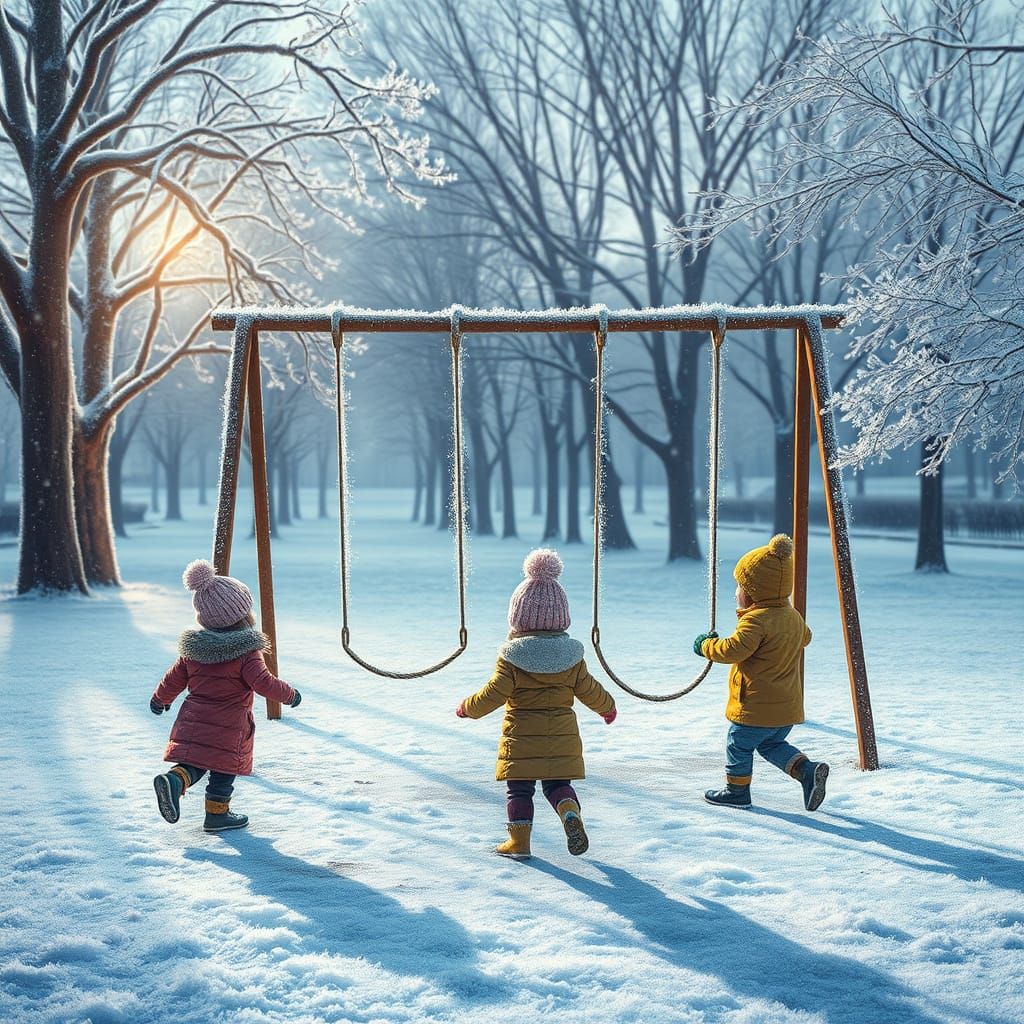 Winter Playground Scene in Astral Illustration Style