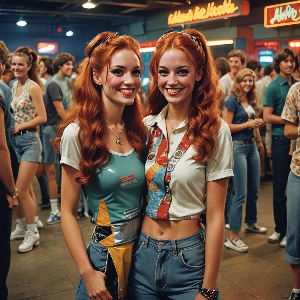 Smiling Redhead in 70s Fashion, Pin-Up Style
