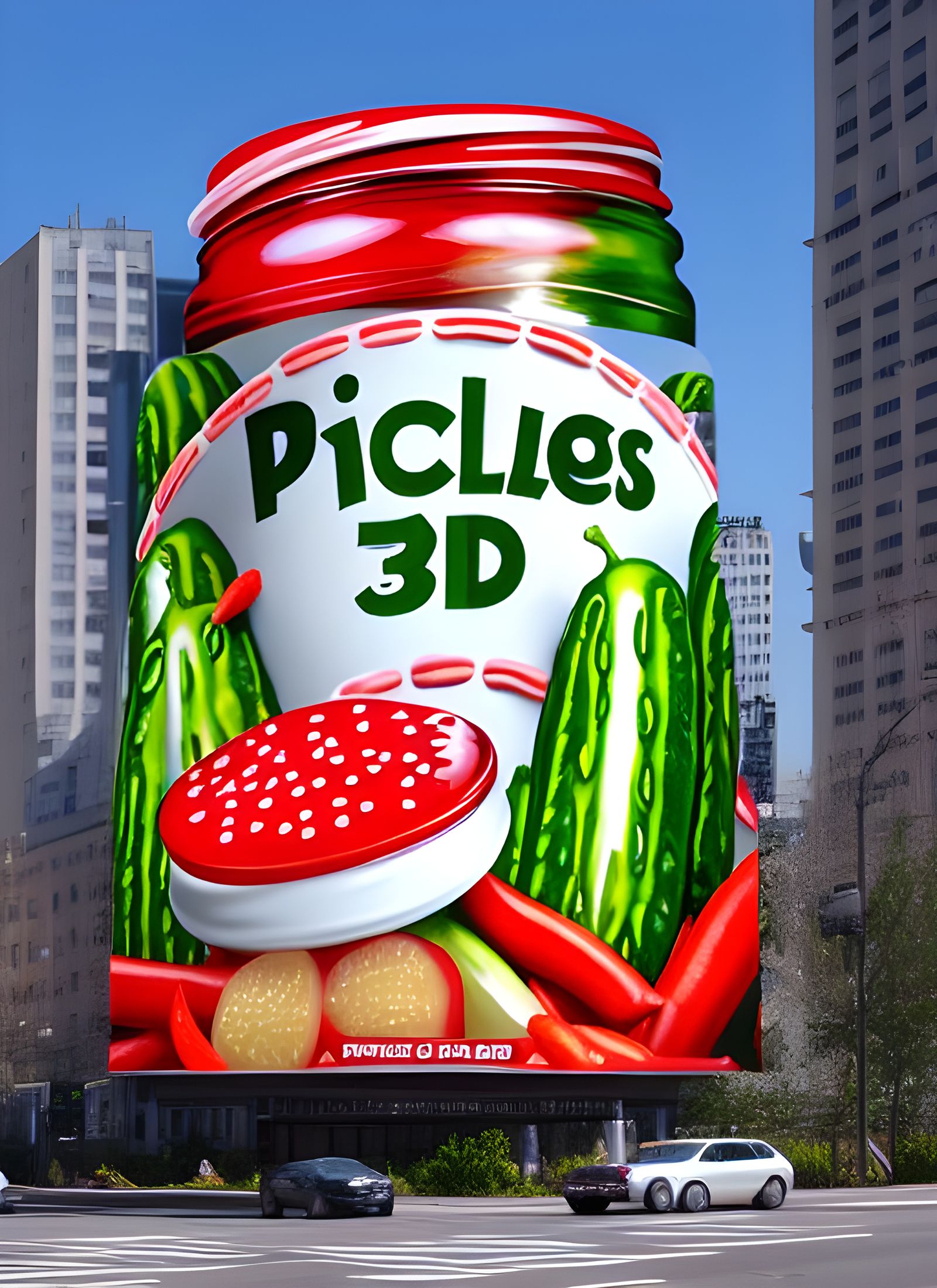 3D Billboard Ad Featuring Dancing Pickles