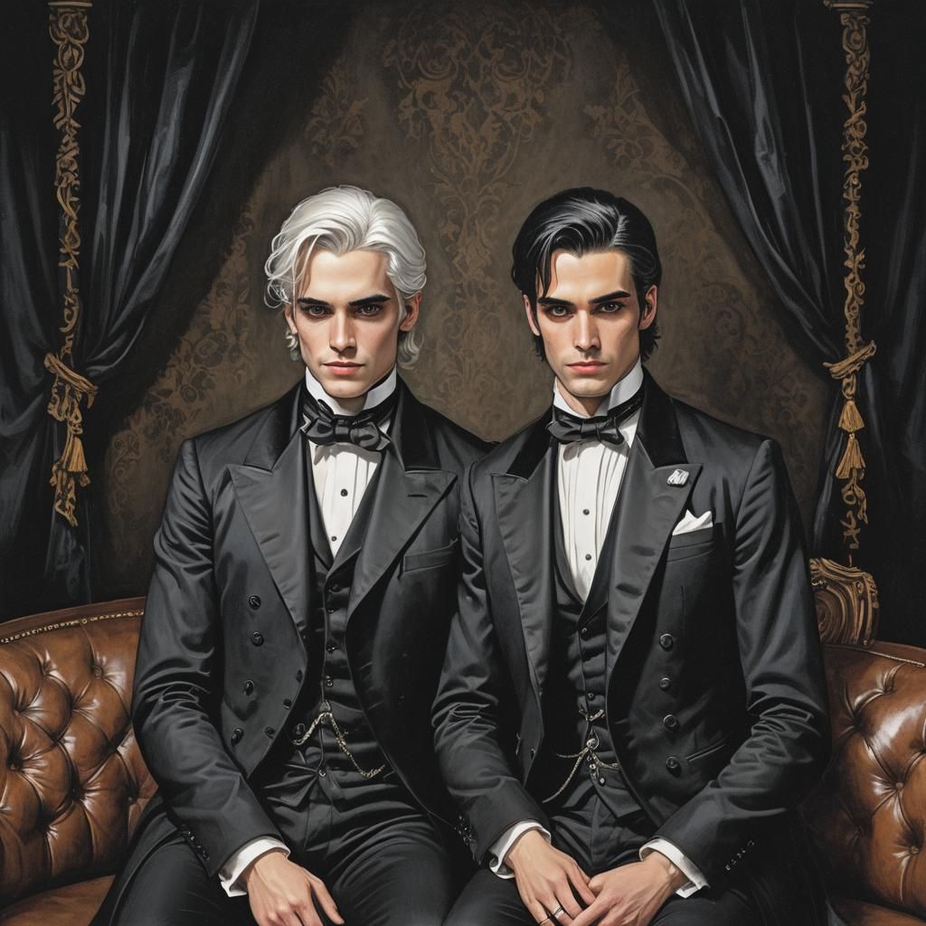 Handsome twins in tuxes