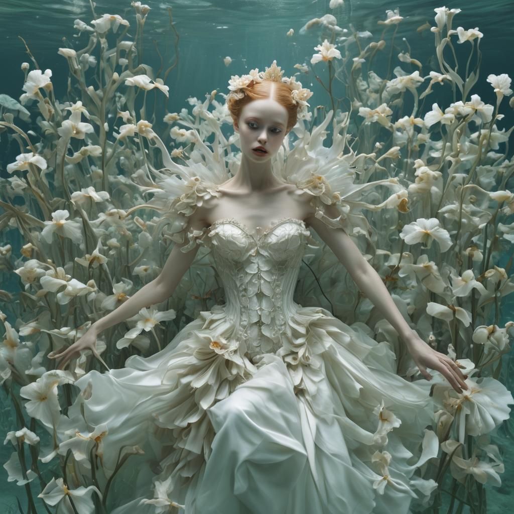 Ethereal Underwater Wedding Scene, Digital Art