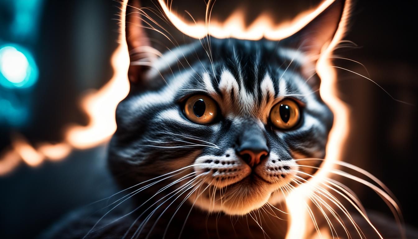 Hyperrealistic Portrait of an Alien Kitten in Darkness