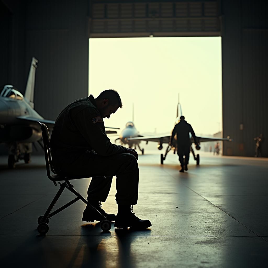 Air Force Pilot in Distress, Cinematic Film Still