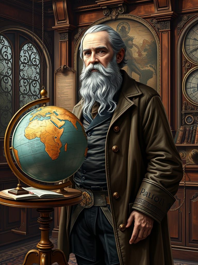 Steampunk Galileo Galilei in Intricate Painting