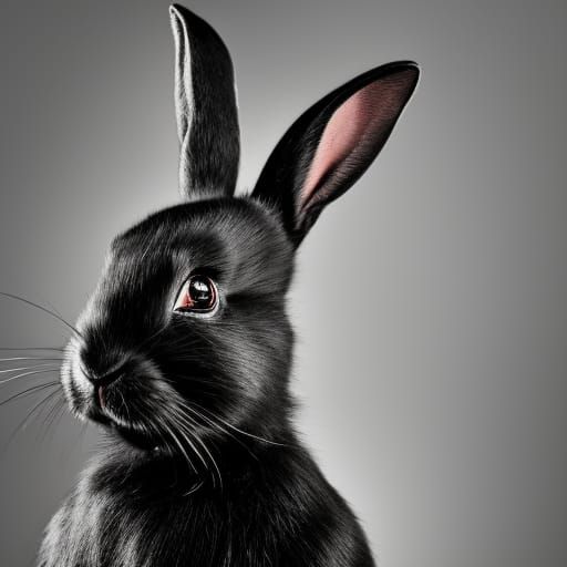 Professional Portrait of a Cute Black Rabbit