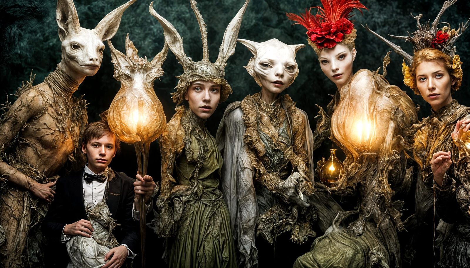 Surreal Alien Celebration in Dreamy Restaurant