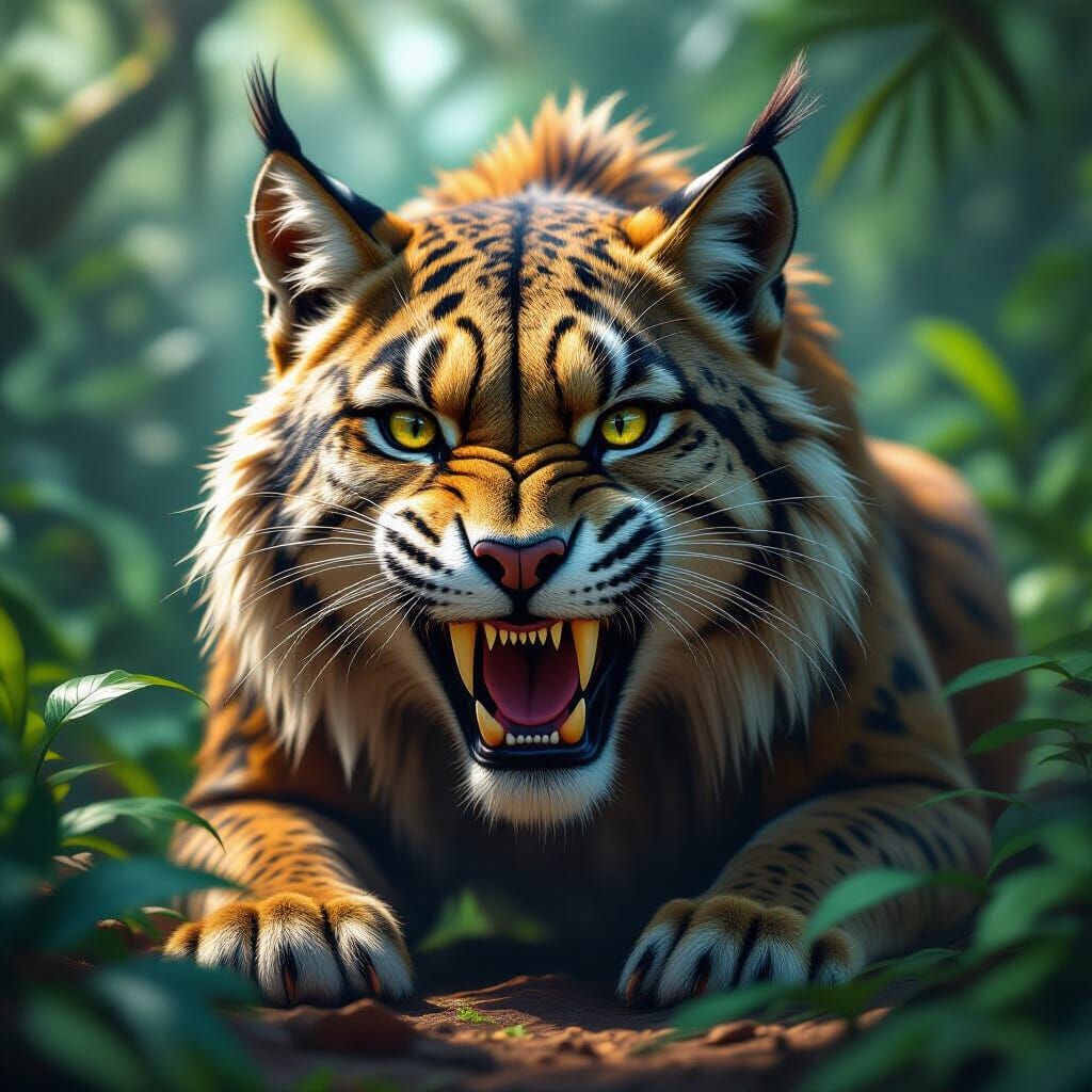 Majestic Saber-Toothed Cat in Detailed Matte Painting