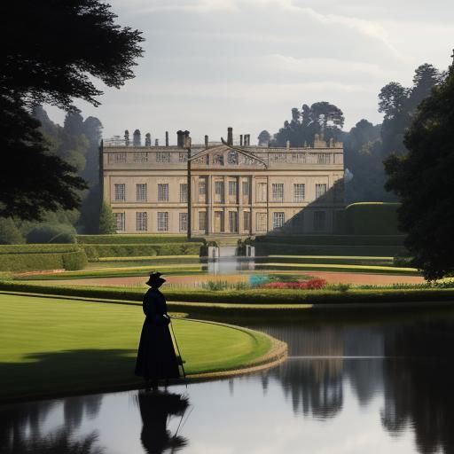 Ethereal View of Chatsworth House with Silhouettes