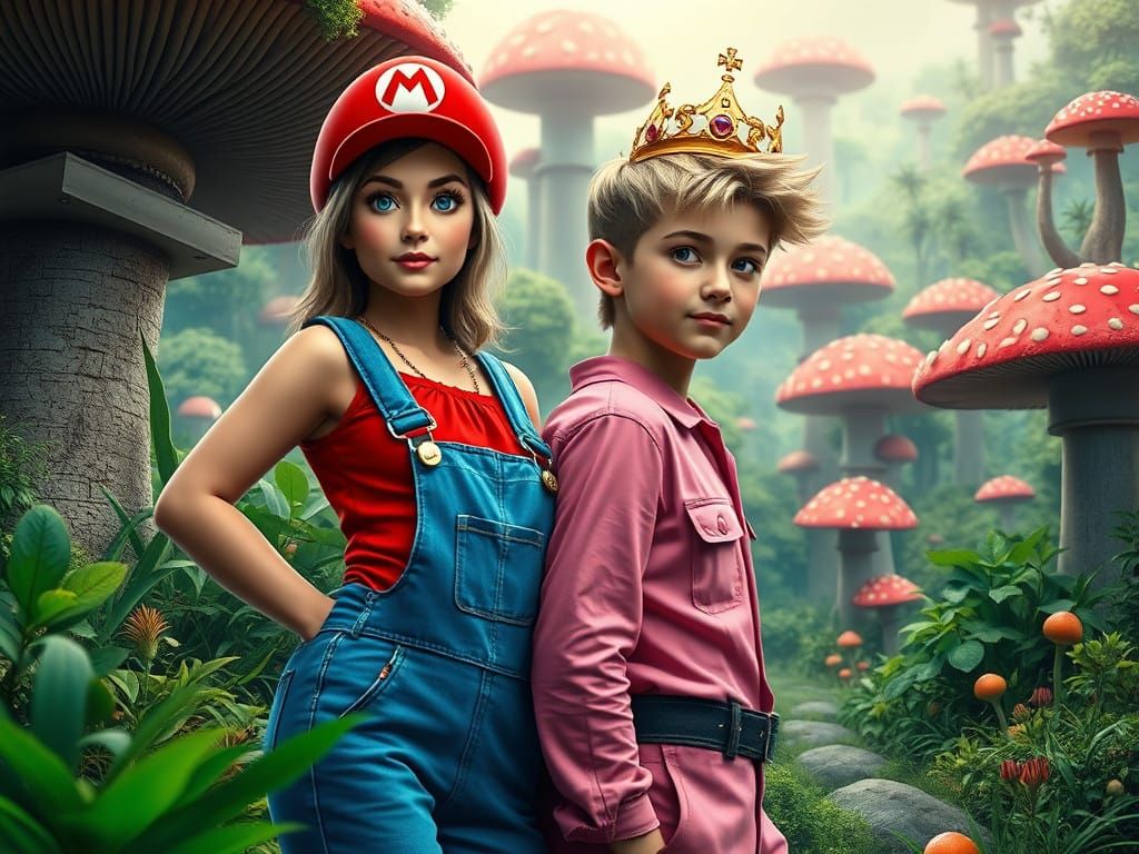 Surreal Realism Depicts Female Mario in Vibrant Mushroom For...