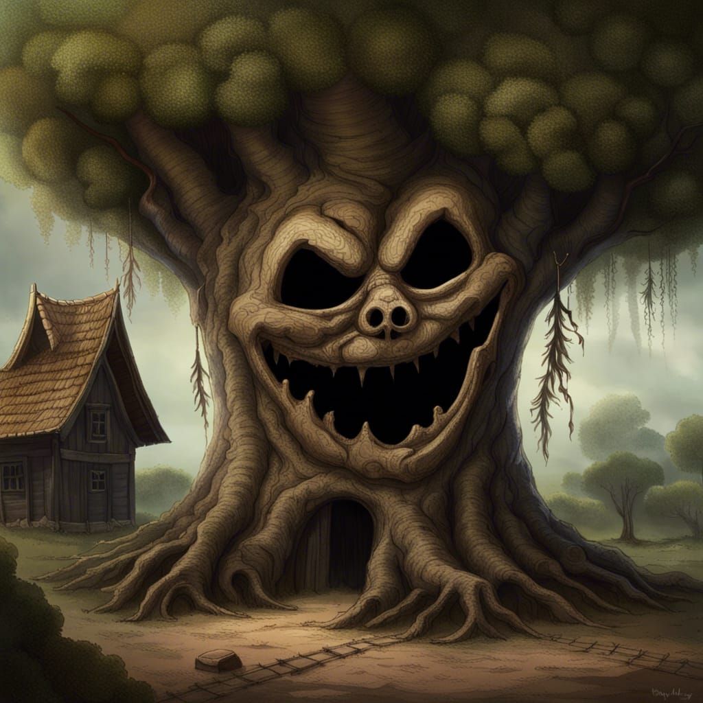 Menacing Hanging Tree with Evil Grin