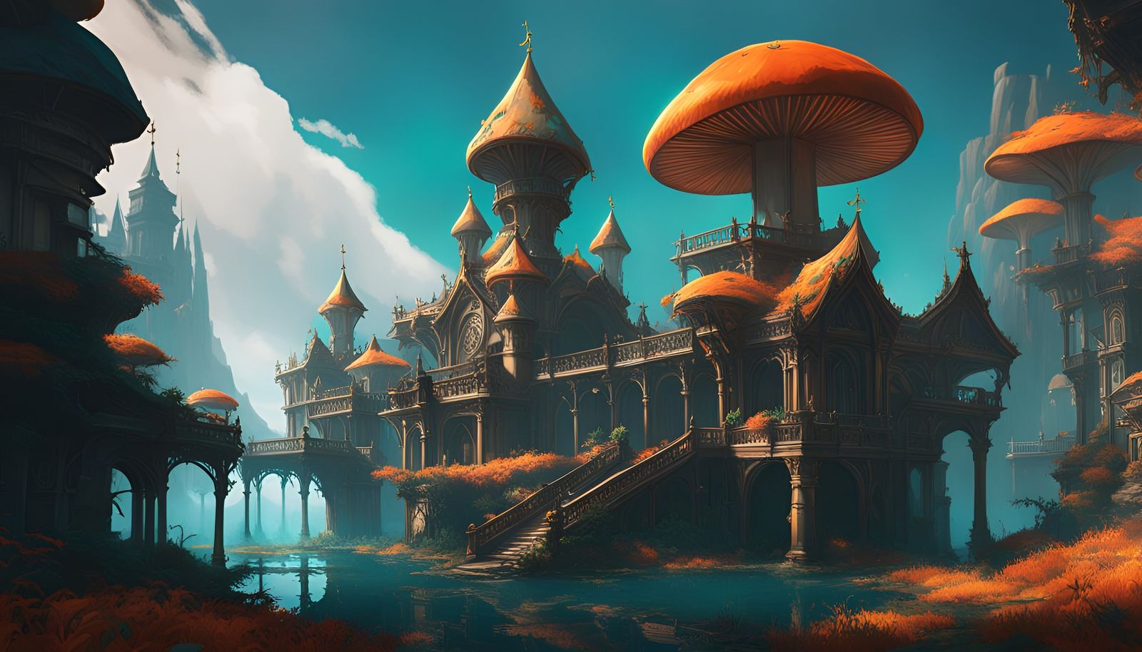 Dark Mushroom Kingdom Concept Art in 8K