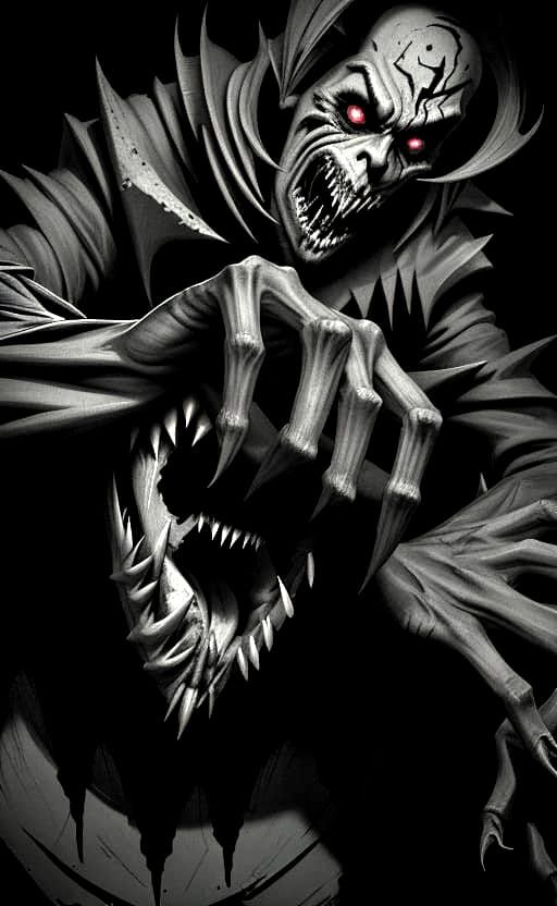 Monstrous Ghoul in Cubist Ink Painting