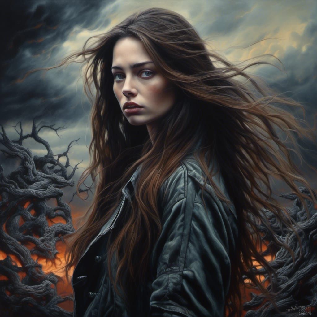 Hyperrealistic Portrait of Woman in Simon Bisley Style