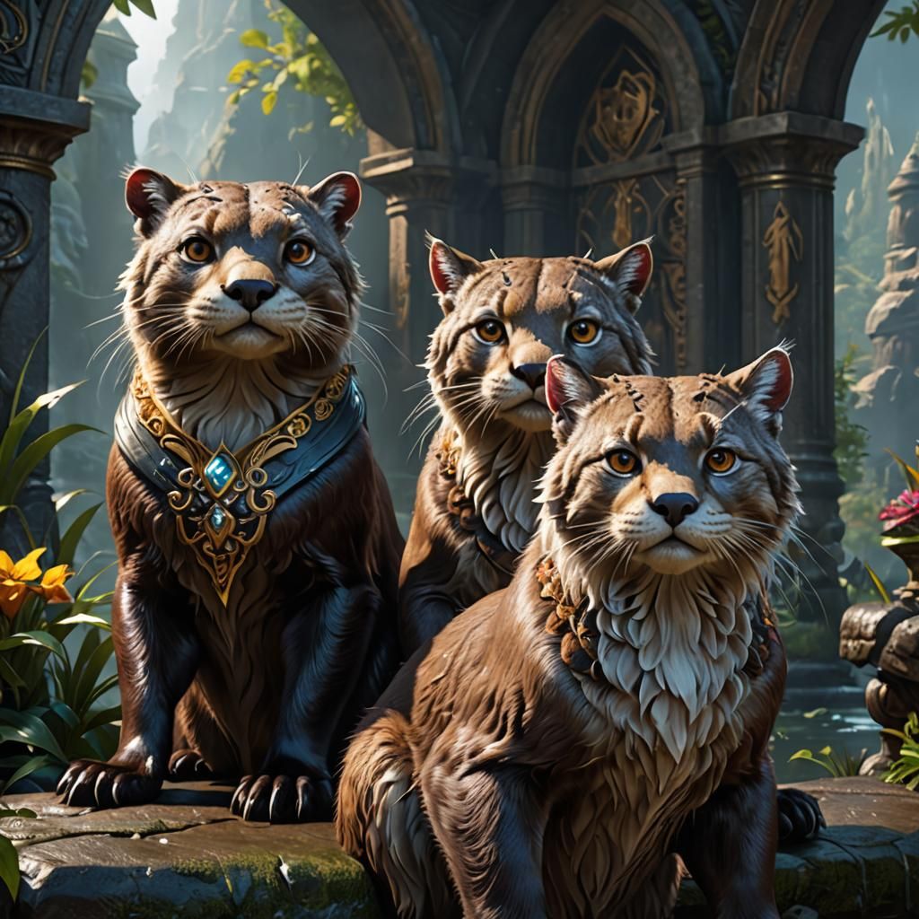 Anthropomorphic Otter-Lynx Hybrids: Detailed Fantasy Art