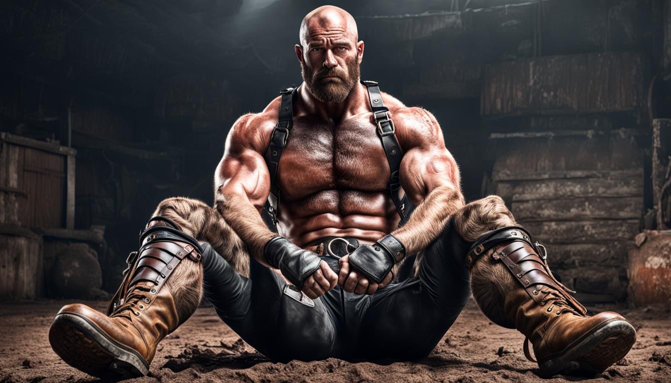 Mud-Covered Alpha Male in Hyperrealistic Style