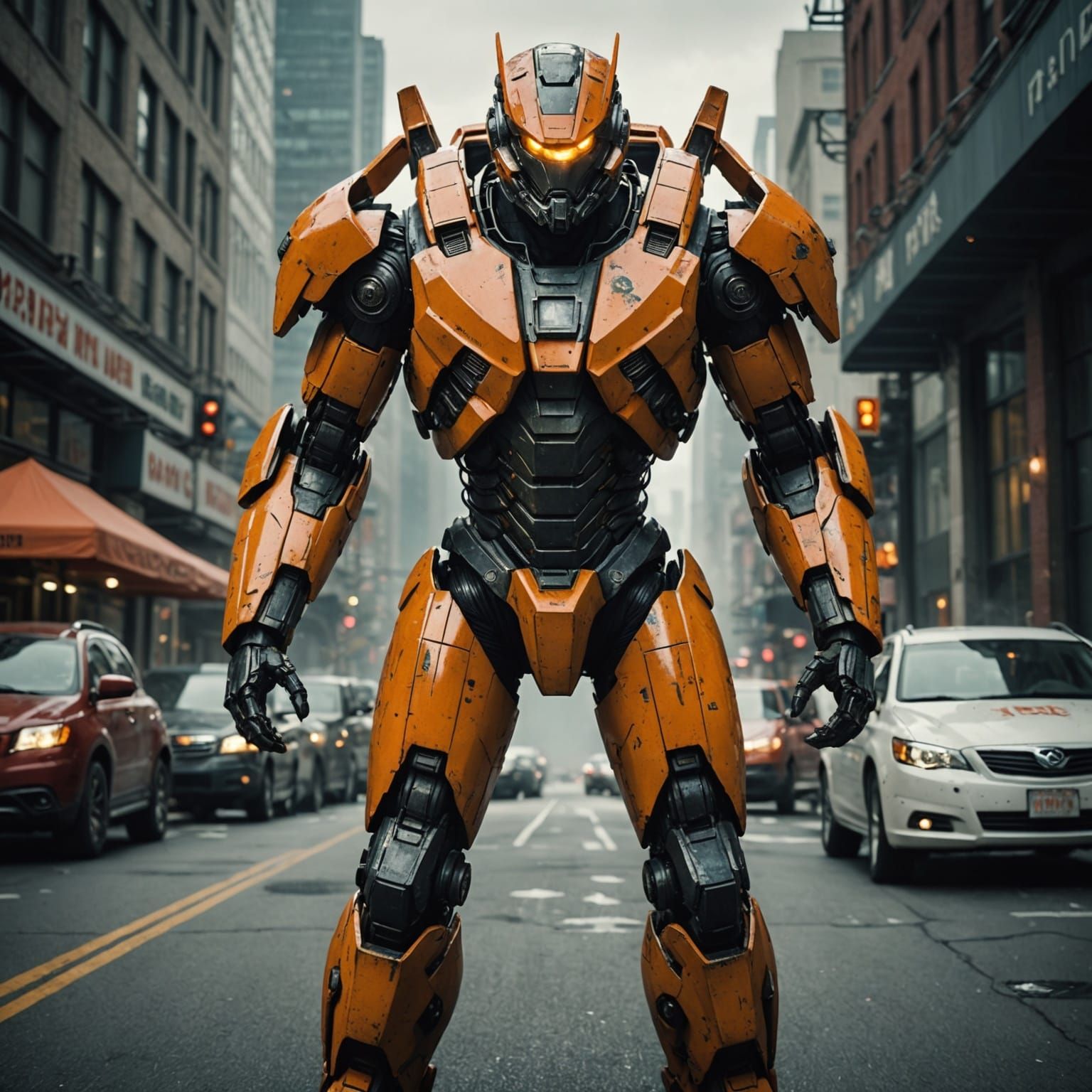 Pacific Rim Drivesuit Fighting Monster: Cinematic Film Still