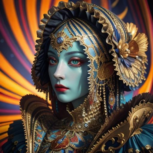 Surreal Renaissance Scene in Vibrant 3D Rendering