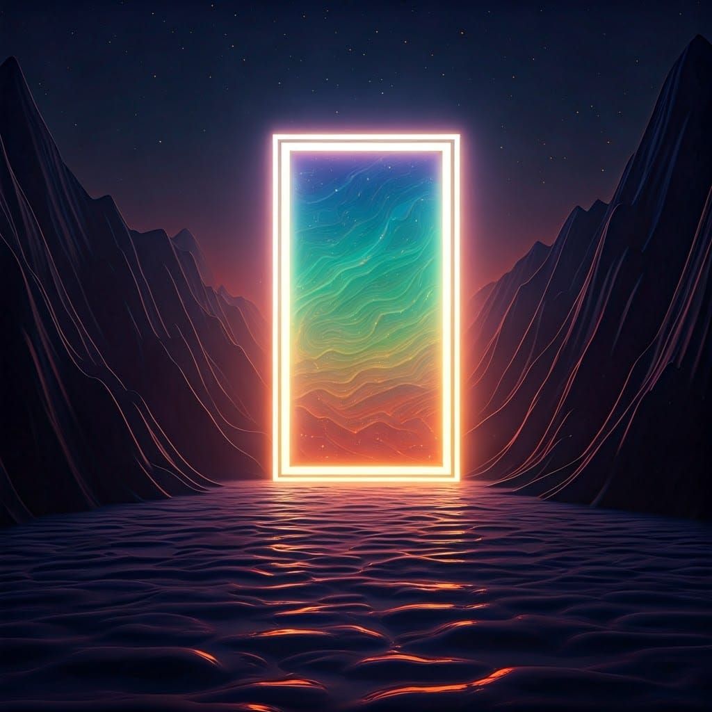 Surreal Portal Beckons in Vibrant, Ethereal Landscape