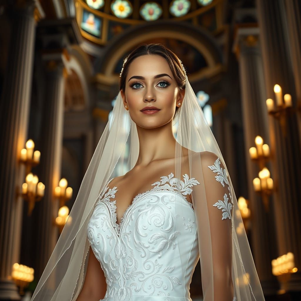 Breathtaking Young Bride in Vatican City's Grand Main Church