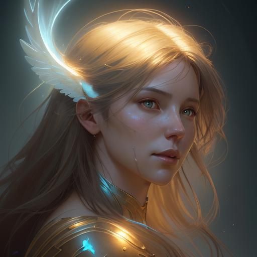Hyperdetailed Angel Portrait in Striking Lighting