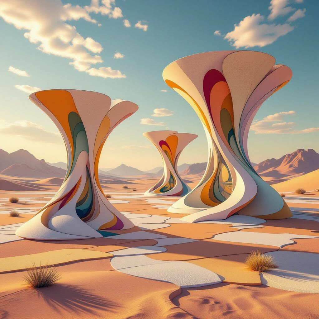Dreamlike Desert-scape with Organic Structures