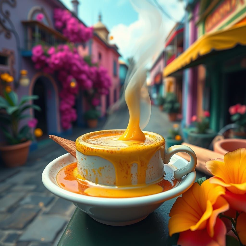 Mexican Churro with Cinnamon Atole, Surrealist Style