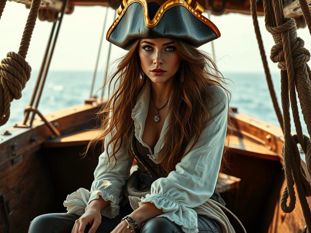 Pirate Woman Portrait in Detailed Hyperrealism