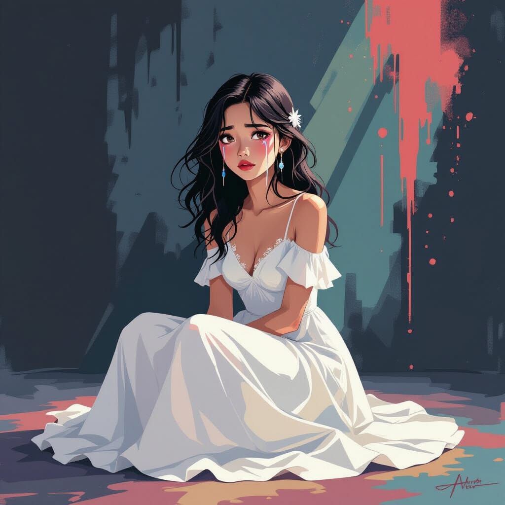 Crying Filipino Girl in Manga Style