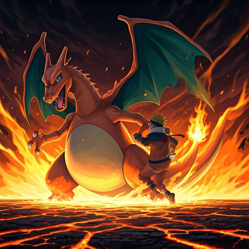 Dragon-Like Pokémon Battles Hokage in Blazing Inferno