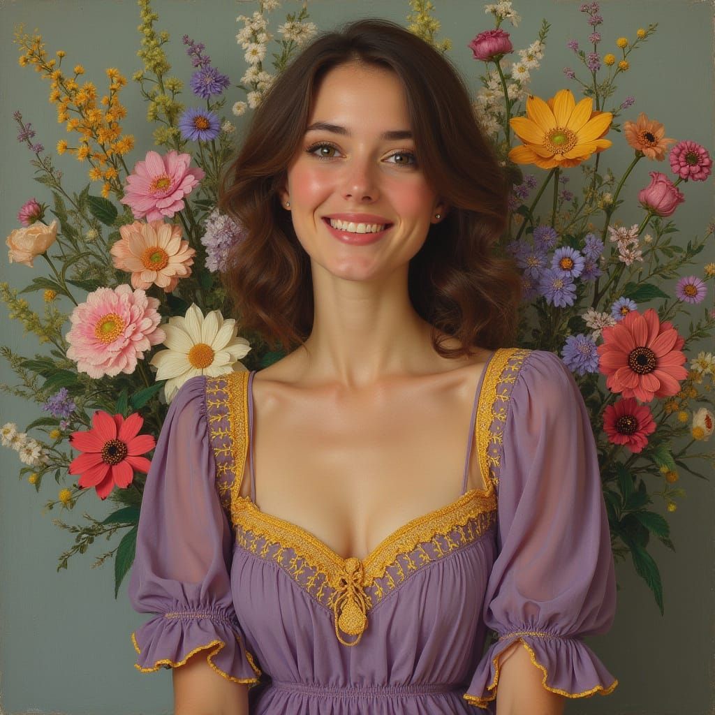 Elegant Woman in Flowing Gown, Impressionist Style