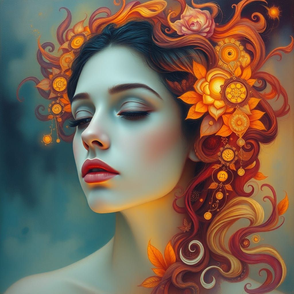 Dreamlike Portrait of a Woman with Ethereal Aura