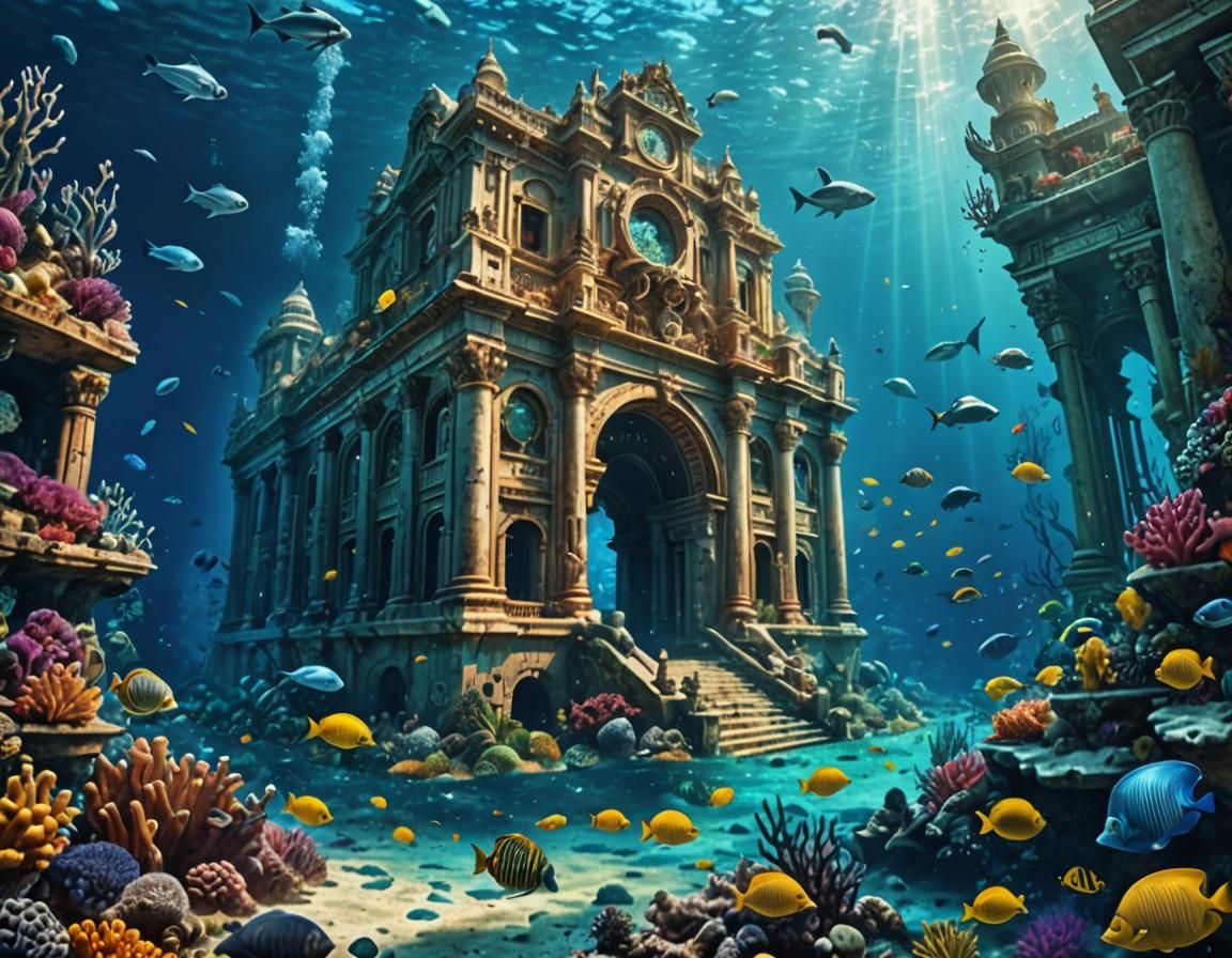 Underwater World: Atlantis Gate with Marine Life