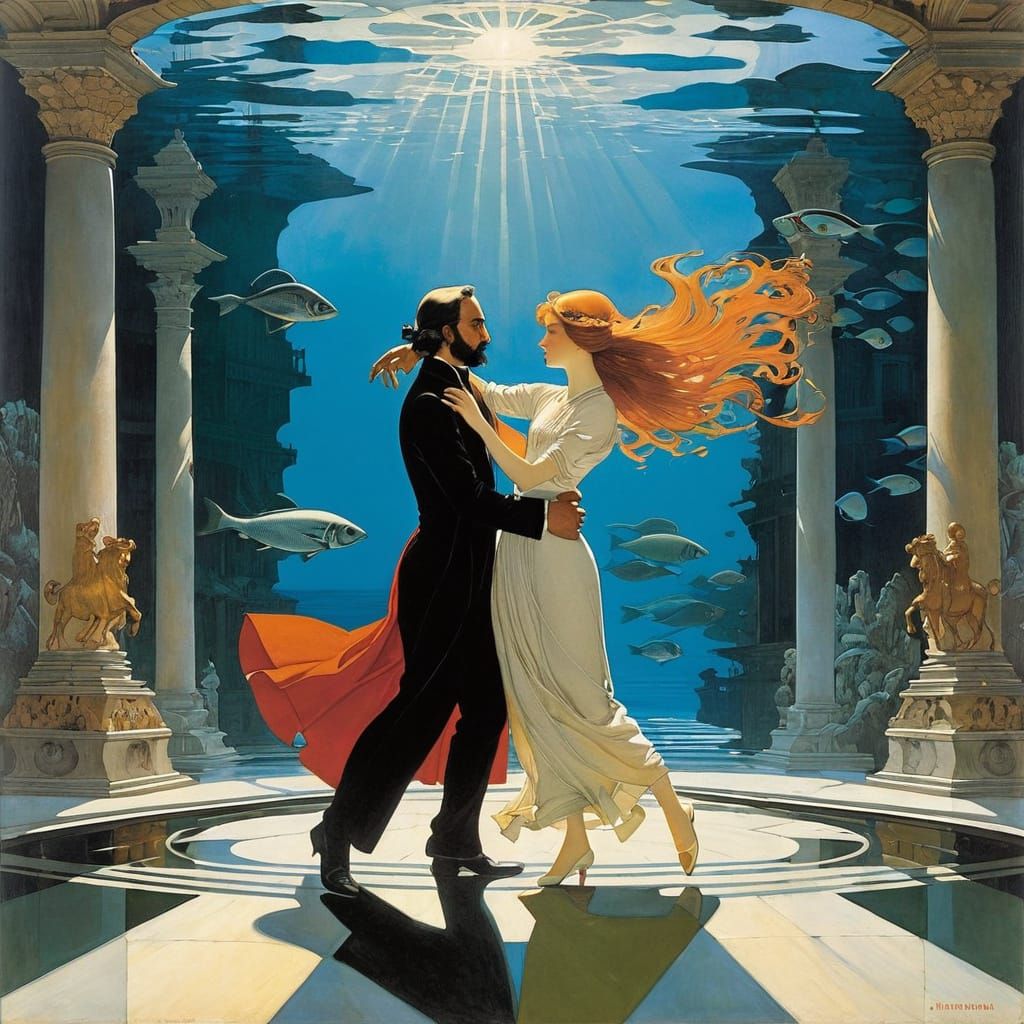 Underwater Ballroom Dancers in Surrealist Style