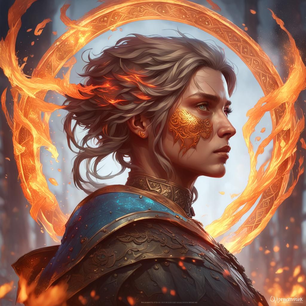 Detailed Fire Keeper Portrait in a Splash Art Style