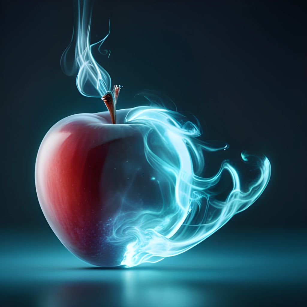Glowing Glass Apple with Cosmic Energy