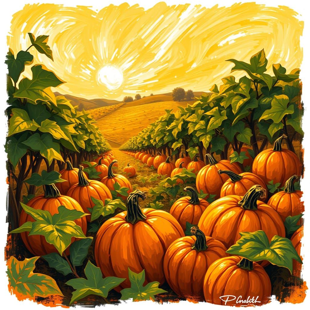 Warm Autumnal Landscape in Post-Impressionist Style