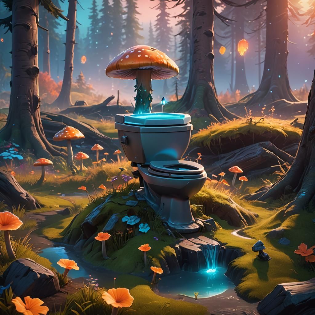Ethereal Fantasy Realm with Glowing Skibti Toilet Fortnite S...
