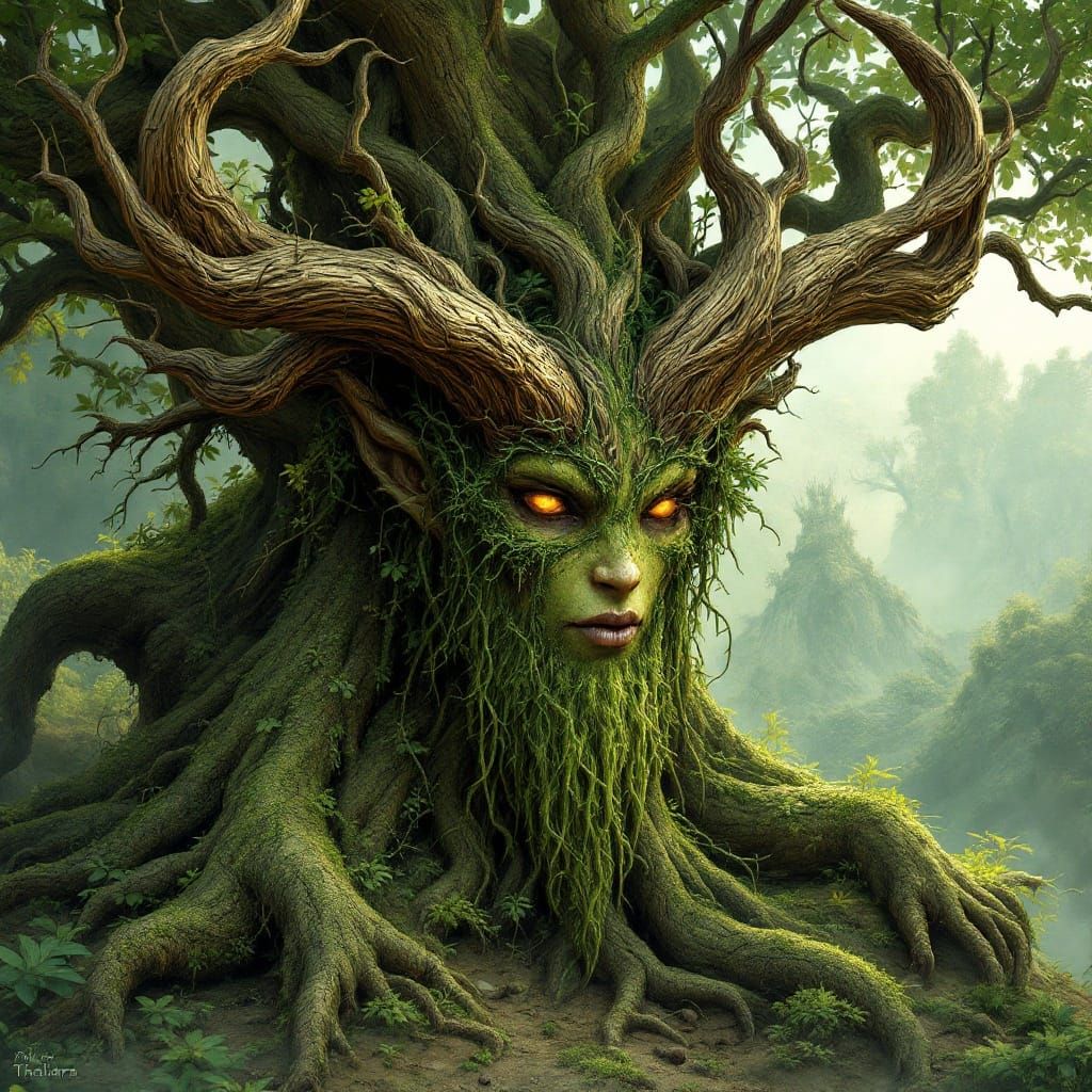 Ancient Tree Spirit Portrait: Thalara, Grove-Mother