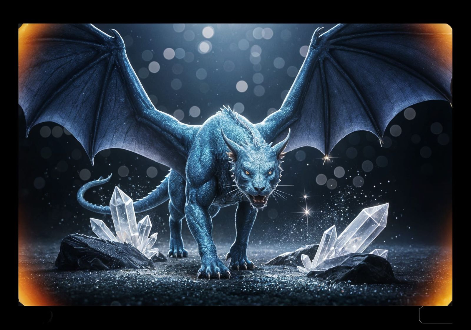 Glittering Blue Dragon with Shimmering Scales