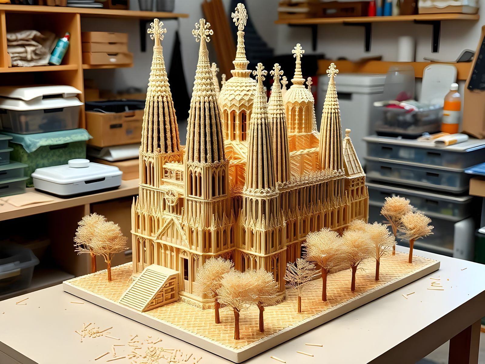 Toothpick Sagrada Familia Model Inspired by Hundertwasser