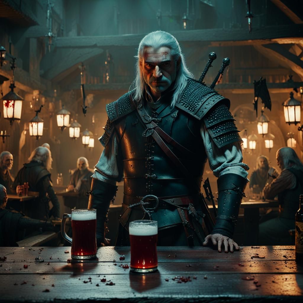 The Witcher and Vampire in Medieval Bar