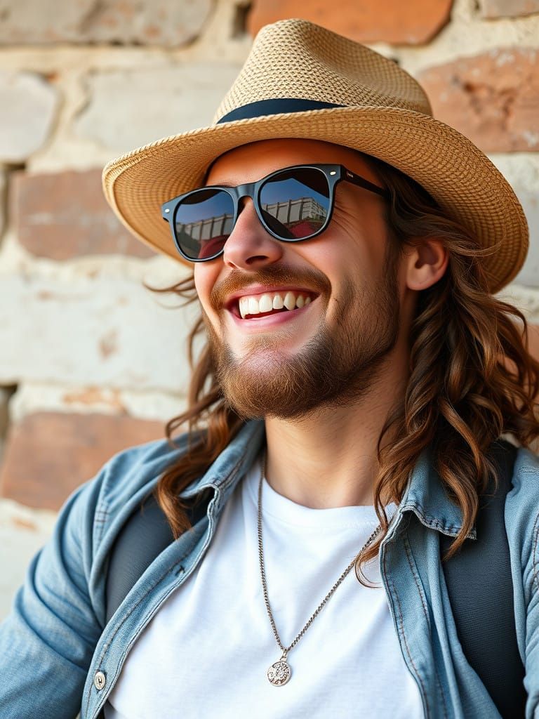 A Vibrant Portrait of a Happy Hippy