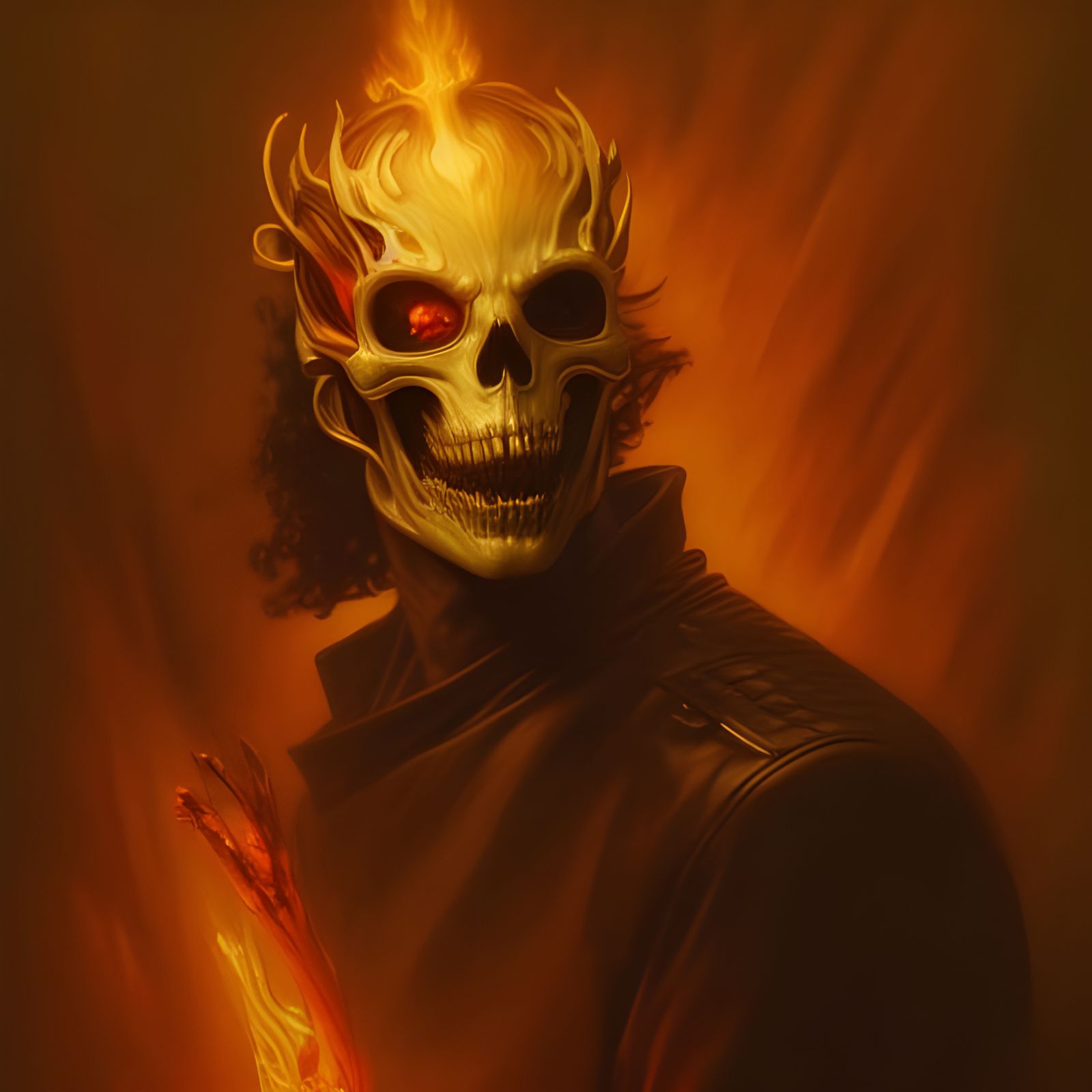 Sinister Ghost Rider Portrait in Digital Art Style