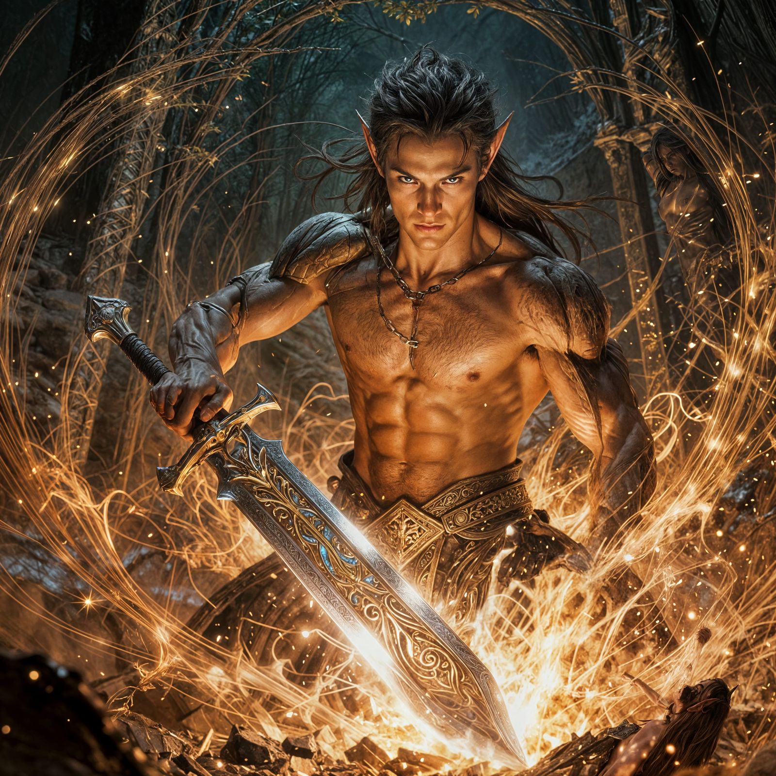 Elf Blacksmith Forges Magical Blade in Epic Forge